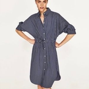 *Sold* Zara Blue and White shirt dress Size M